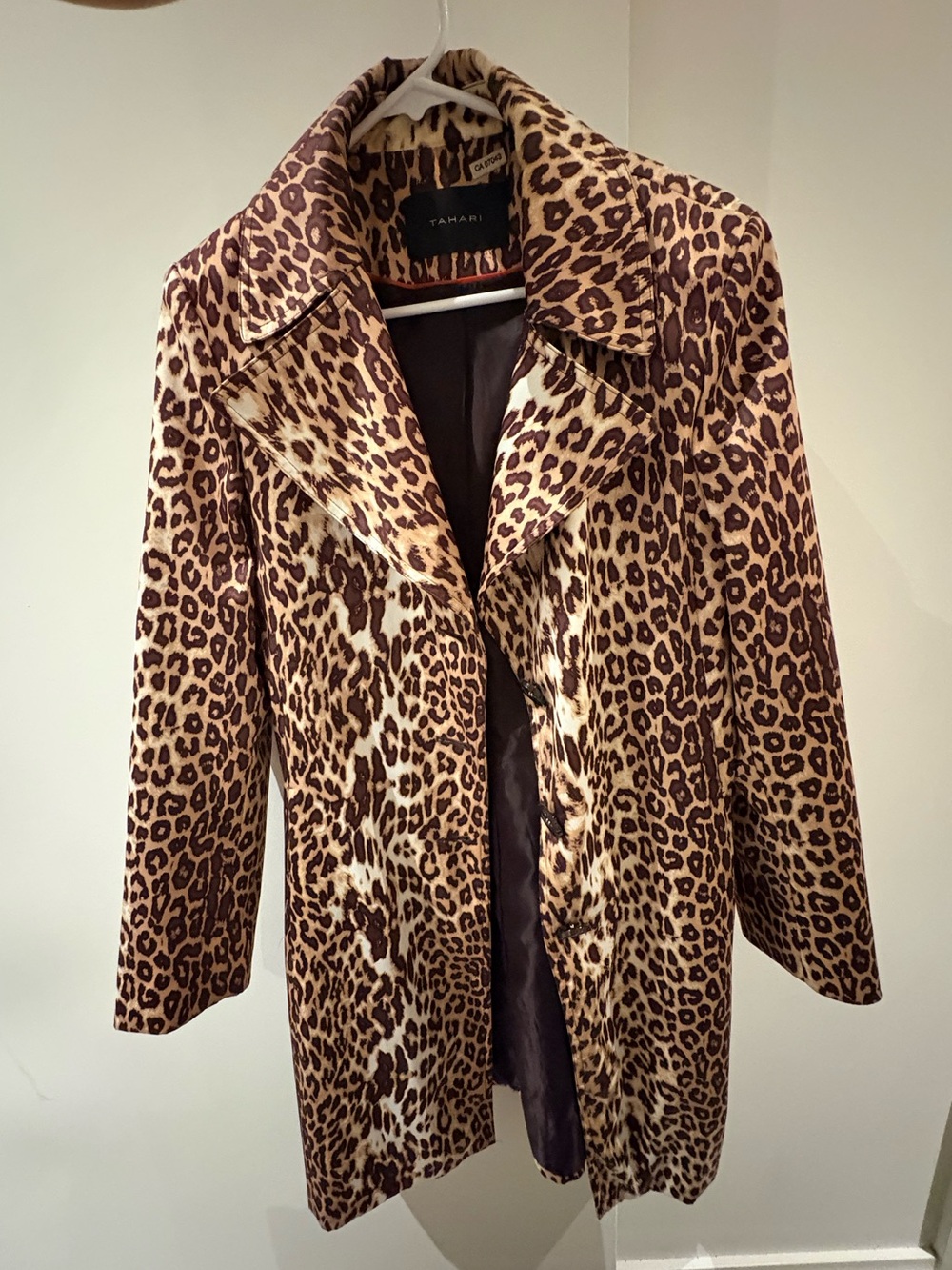 Tahari Leopard-Print Trench Coat